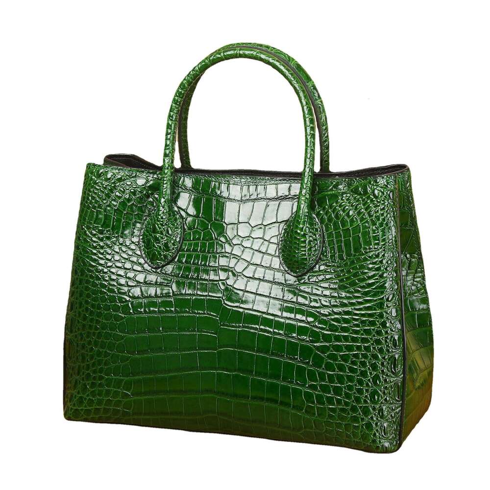 Large Pattern Crocodile Belly Capacity Top Layer Cowhide Handbag Shoulder Crossbody Fashionable Women's Bag