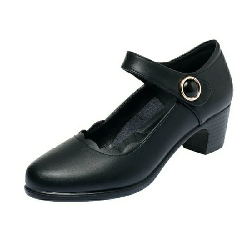 Women Casual Black Patent Leather Buckle Strap High Quality Shoes Lady Fashion Spring Summer Red Comfort Heel Pumps A02 250613