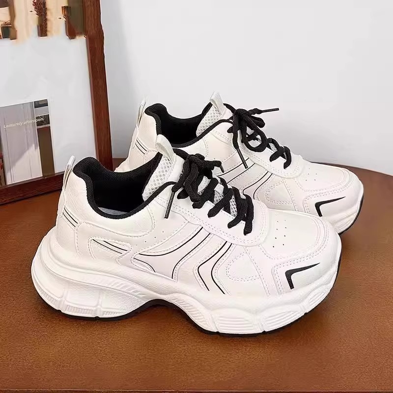 Ddmysports Platform Dad Shoes For Women Summer New Thin Breathable Height Increasing Lightweight Leather Surface Slimming Casual Sneakers Outdoor Shoe