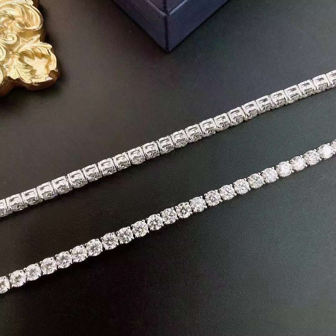 Factory Price 3mm Moissanite Diamond Bracelet 14K Real Solid White Gold 16cm 18cm 20cm 22cm Luxury Tennis Bracelet