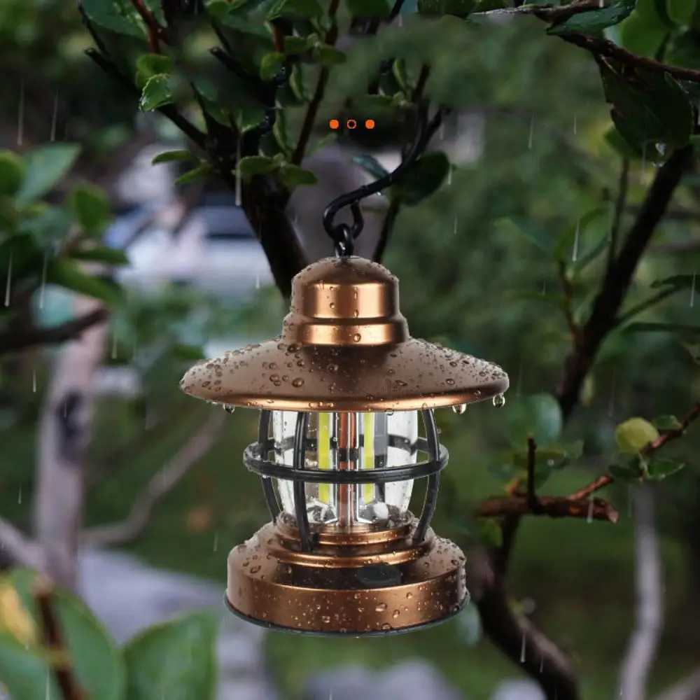 Vintage Camping Lantern Lamp Outdoor Mountaineering Camping Portable Lighting Lanterns Battery-powered LED Hang Tent Light W250613