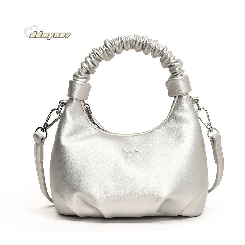 Niche Pleated Handheld Cloud 2024 New Trendy Fashion Versatile Solid Color Shoulder Crossbody Bag for Women ddmynov