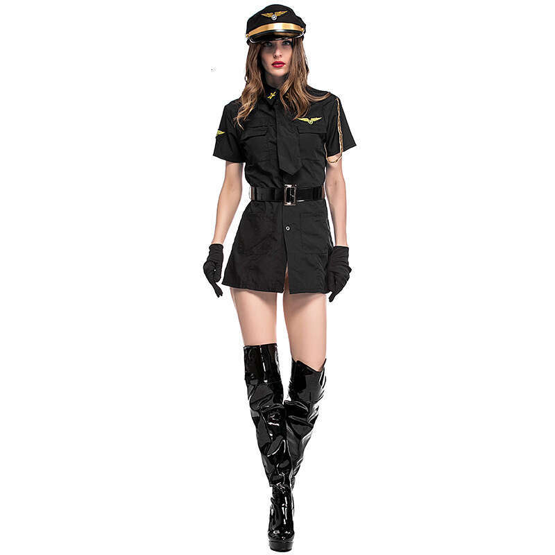 Sexy Lingerie Porn Suits Black Short Shirt Style Sexy Role Playing Pilot Costume Cosplay Outfit Nightclub DS Uniform Set Spell Lingerie