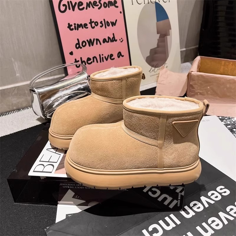 Ddmysports Warm Thick Soled Snow For Women New Winter Outdoor Fleece Lined Thickened Big Head Short Boots Northeast Cotton Shoes Outdoor Shoes