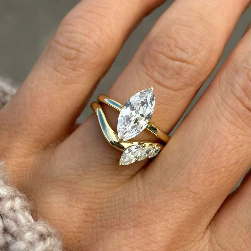 Marquise Cut Rings 925 Sterling Silver Engagement Rings for Women VVS Moissanite Wedding Promise Rings