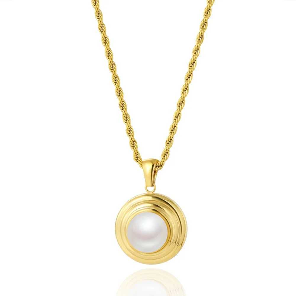 WILD FREE Trendy Stainless Steel Pearl Pendant Necklaces for Women Heart Star Simple Charm PVD Gold Plated Jewelry Z250614