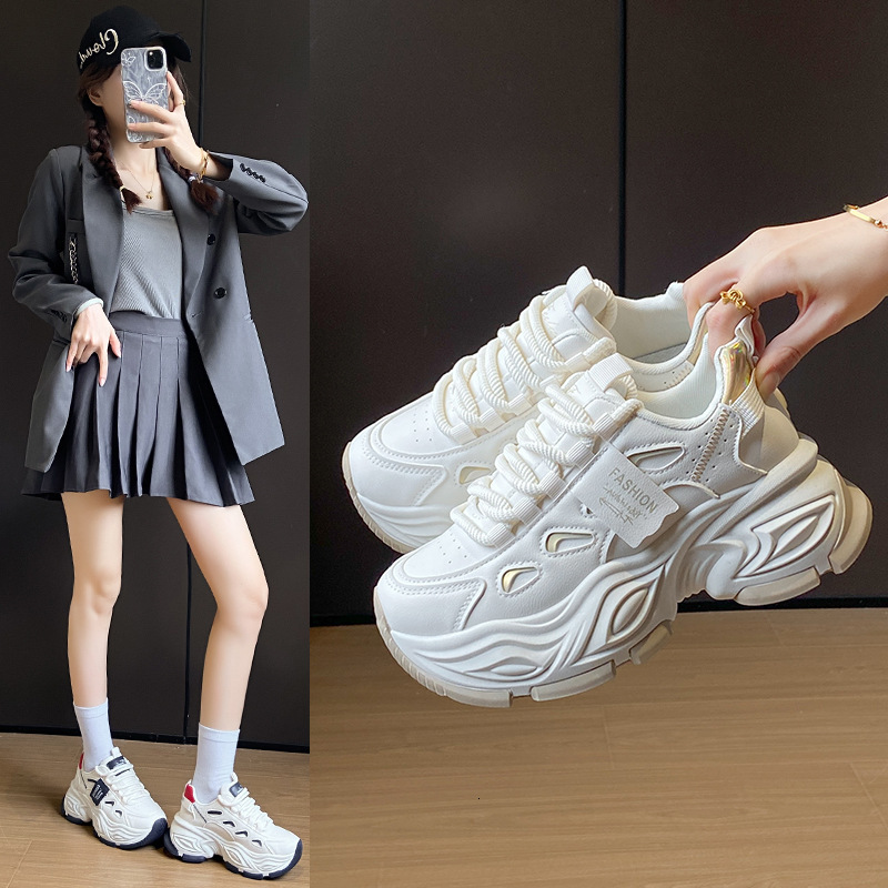 Ddmysports Ins Korean Style New Dad For Women Spring Student Sports Running Casual Shoes Thick Sole Height Increasing FB Outdoor Shoes