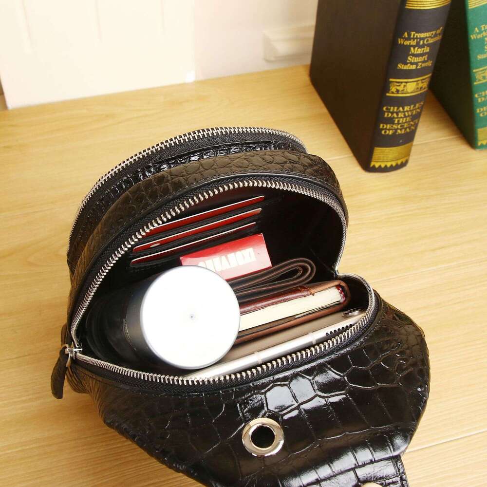 Pattern New for Crocodile Men, High-End Front Chest Single Shoulder Crossbody Bag, Casual Outdoor Large Capacity Men's Bag Men, ,