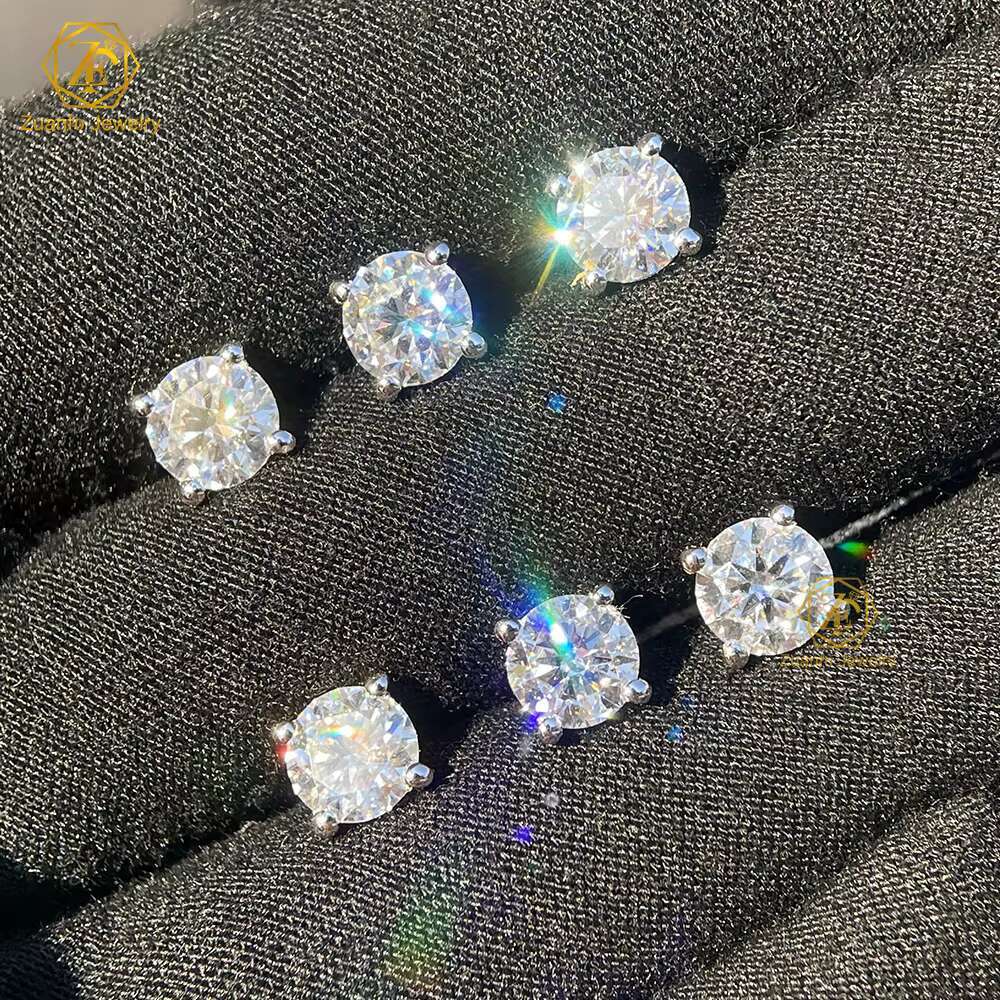Fine Jewelry S925 Sterling Silver D VVS1 Moissanite Diamond Stud Earrings with Screw Back Luxurious for Women