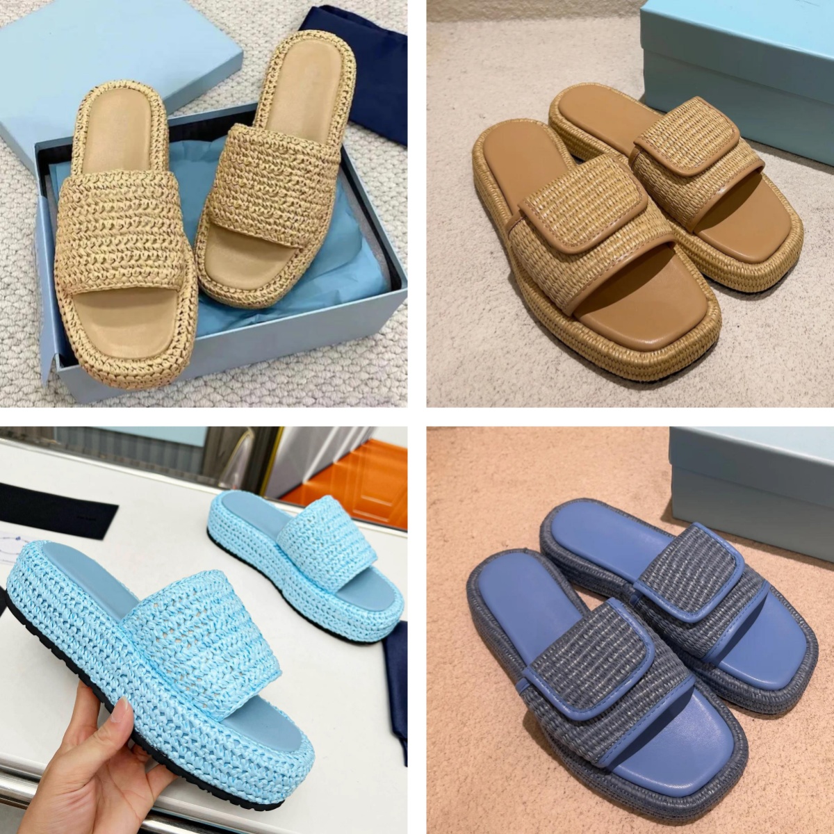 Designer sandals womens fashion Fashionable wear brown woven - texture slides minimalist design women shoes size 35 - 40