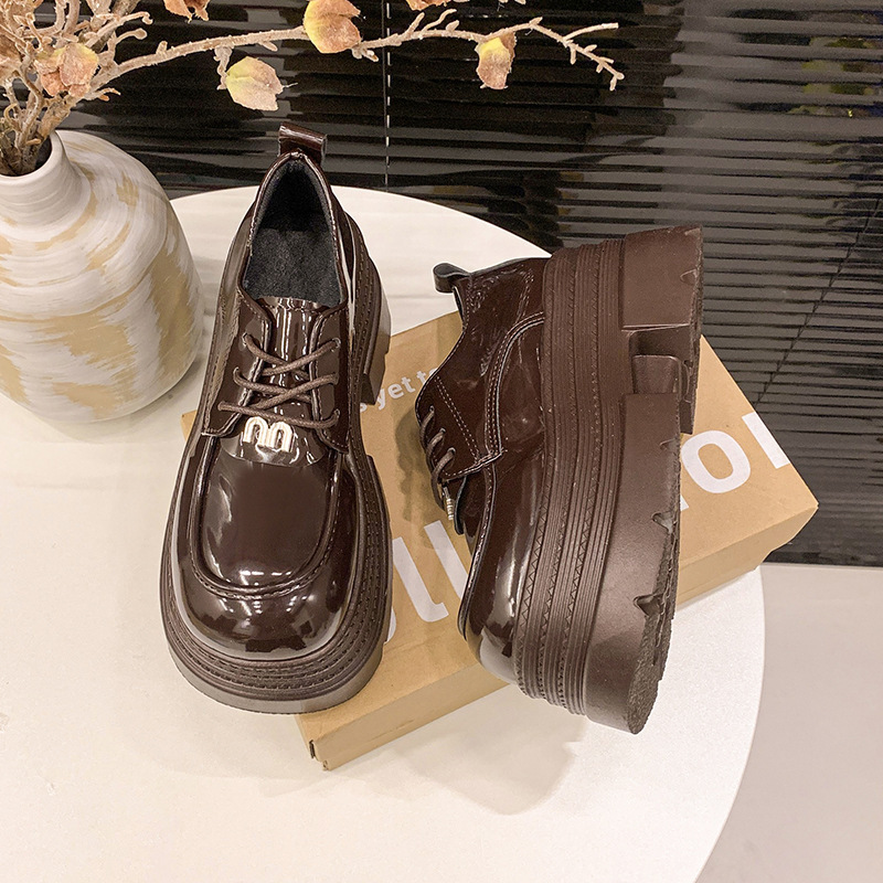 Ddmysports Versatile Thick Soled Women S British Style New Platform Shoes For Petite High Heel Loafers Height Increasing Outdoor Shoes