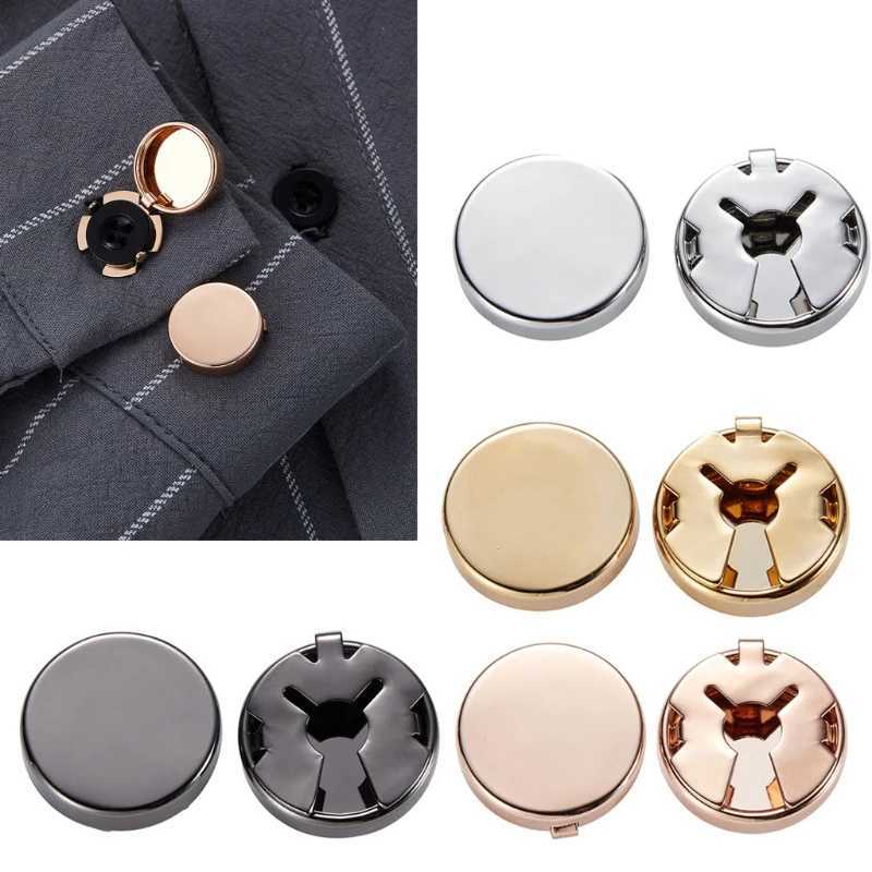 1 Pair Brass Round Cuff Button Cover Cufflinks for Wedding Formal Shirt Mens Formal Button Covers Imitation CufflinksXJ250614