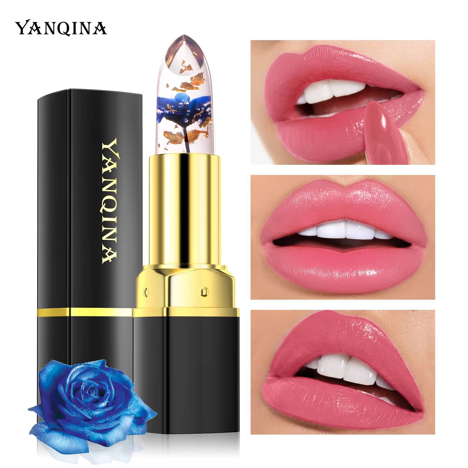 Moisturizing Flower Transparent Temperature Color Changing Lip Balm Long Lasting Jelly Lipstick Lips Care Makeup 1pc happy