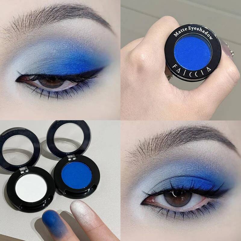 2pcs/set White and Blue Combination Set High Saturation American Style Shadow Eye Makeup Matte Eyeshadow
