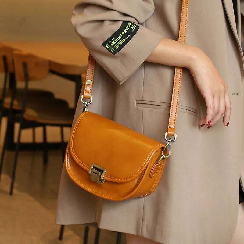 2023 New Style Real Women's Vegetable Tanned Genuine Cow Leather Single Shoulder Messenger Bag Lady Popular Purse