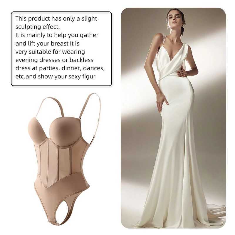 Body shaping corset invisible backless beauty bra wedding dress tuck in sexy body fitting all in one body shape. XJ250614