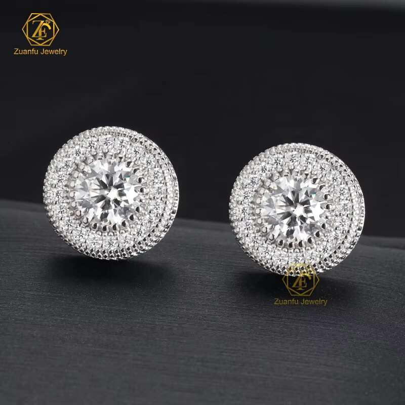 2025 Fashion 6.5MM Iced out VVS Moissanite Hiphop Earrings Screw Back Stud with Chic Stud Earrings