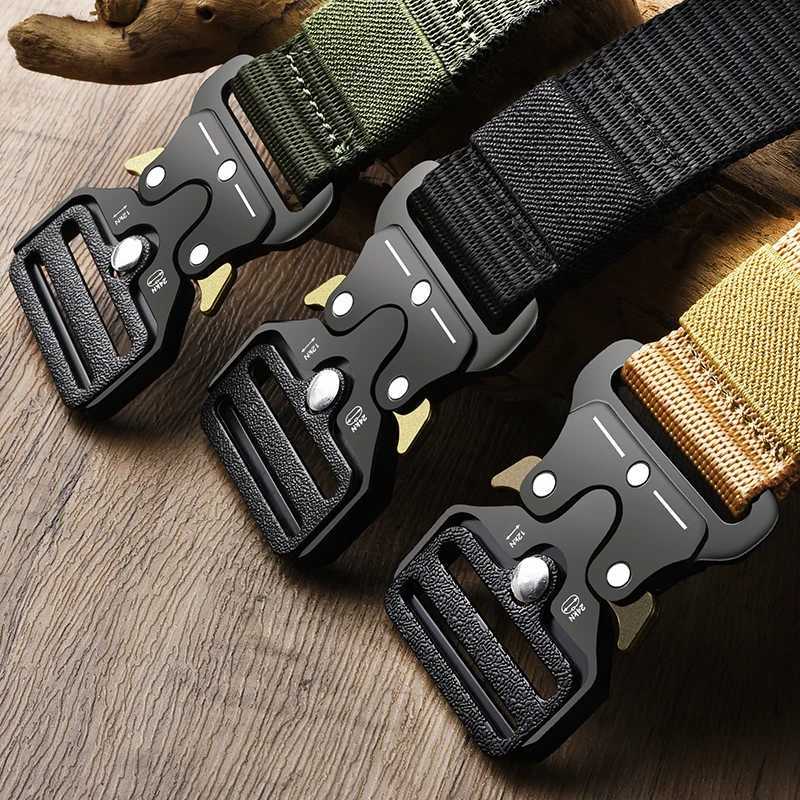 Mens Belt Outdoor Hunting Tactical Mens Belt Multifunctional Combat Survival High Quality Canvas Nylon Mens Belt Sports Belt X250614