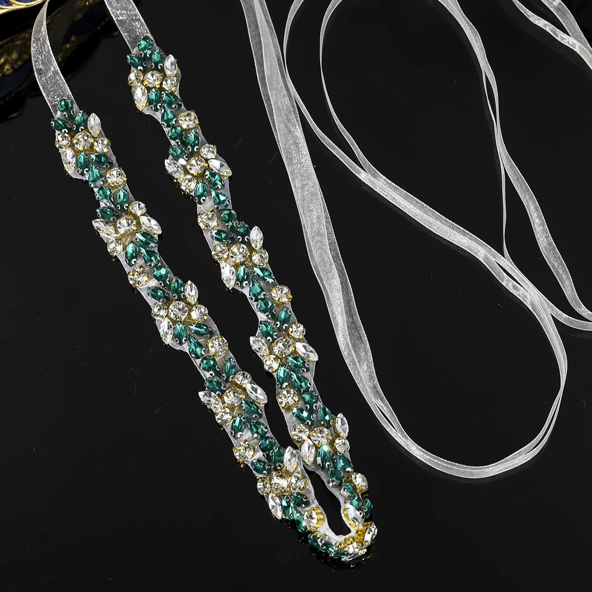 Fashion Green Rhinestone Heavy Duty Hand Sewn Belt For Women Elegant Bride Wedding Dress Waist Chain Daily Jewelry Girdle 250610