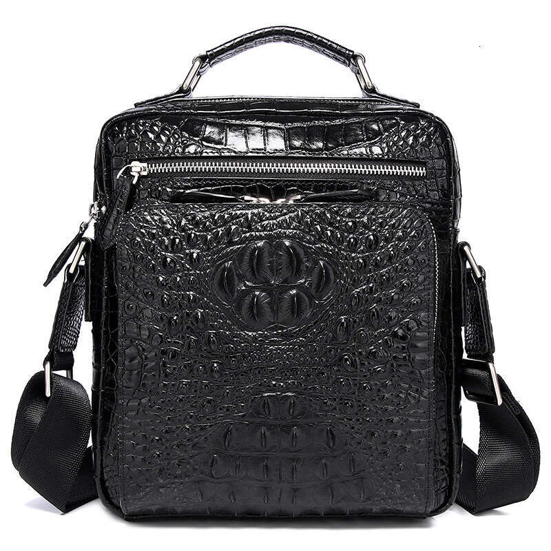 Genuine Pattern New Crocodile Leather Shoulder Top Layer Cowhide Men's Fashion Casual Crossbody Bag