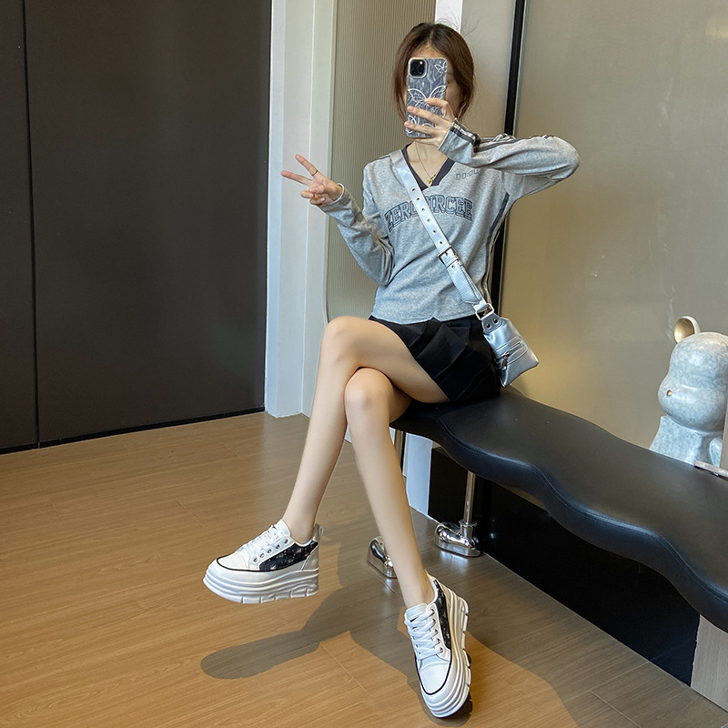 Ddmysports White Sneakers For Women Spring And Autumn New Korean Style Ins Female Student Casual Thick Soled Versatile Board Shoes Street Shooting Cy 