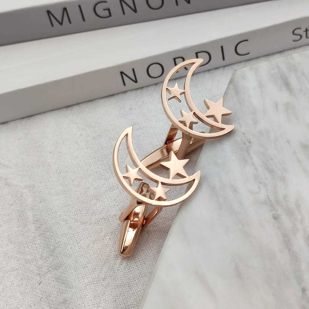 Mens Cufflinks Moon Star Cufflink Personalized Stainless Steel Jewelry French Shirt Cuff Links Groomsmen Wedding Gift Wholesale XJ250614