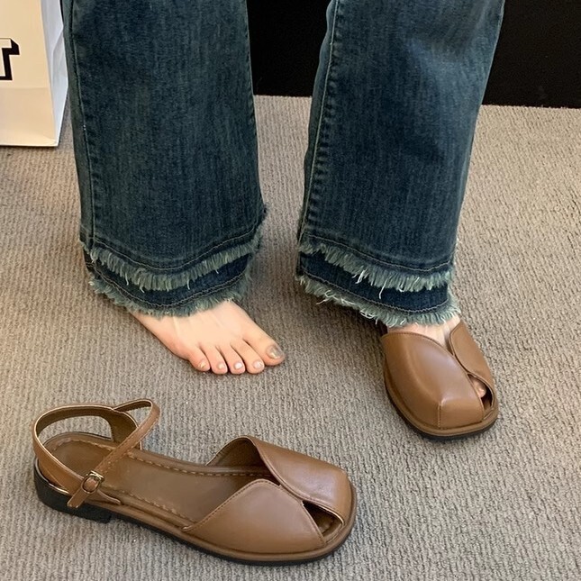 Ddmysports New French Flat Toe For Women Summer Outdoor Korean Style Dress Beach Roman Sandals Outdoor Shoes