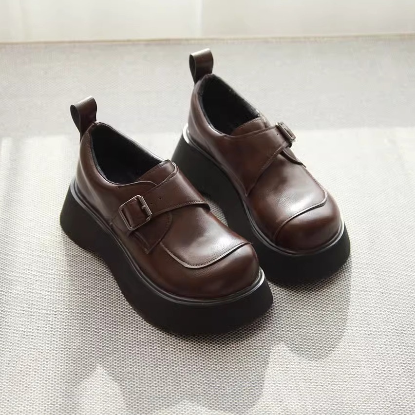 Ddmysports Spring New Thick Soled Loafers For Women Versatile College Comfortable Platform JK Slip On Shoes Outdoor Shoes