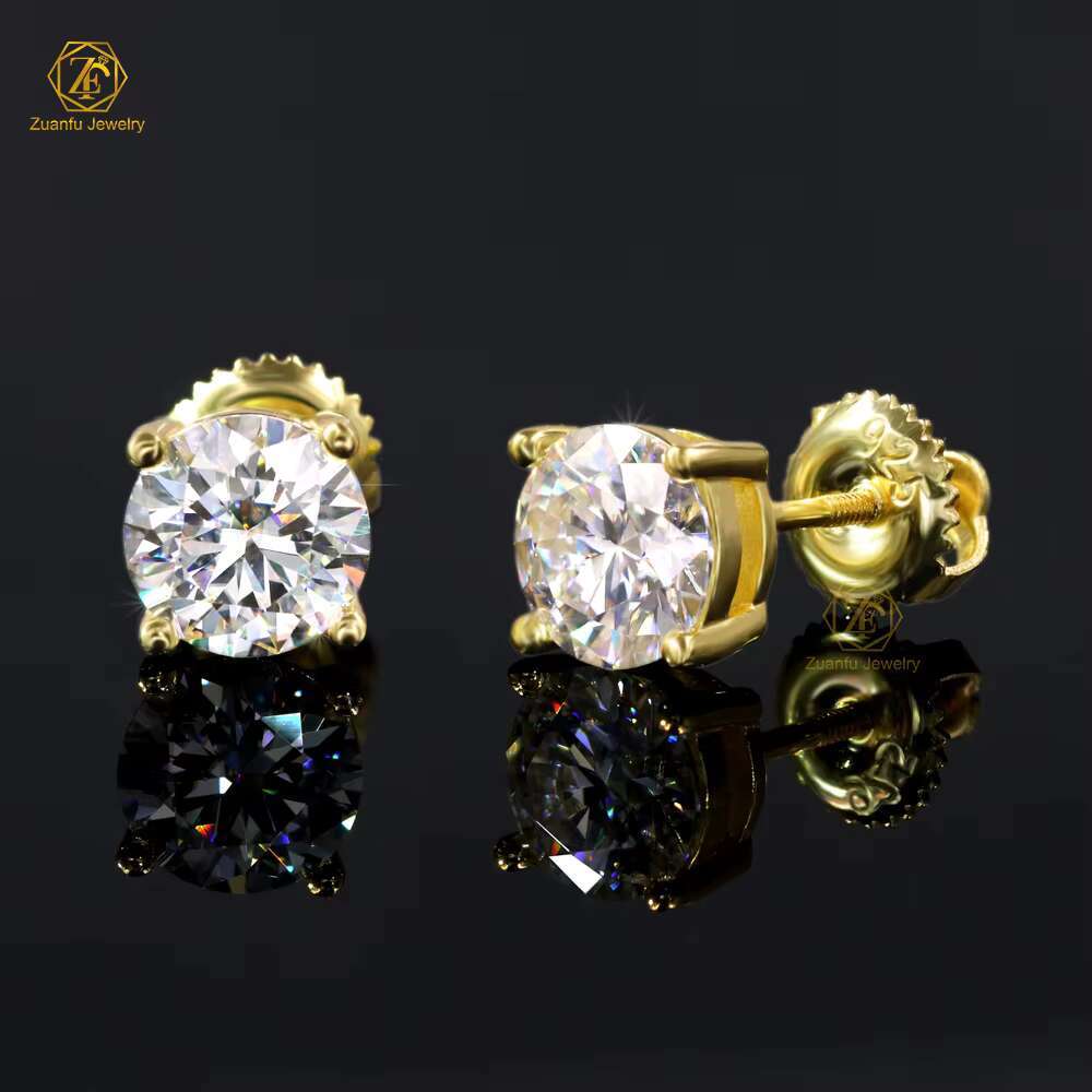 0.5CT 1CT Moissanite Earring Stud Iced Out Round Cut Screw Back 925 Sterling Silver White D VVS Diamond Fine Jewelry Earring
