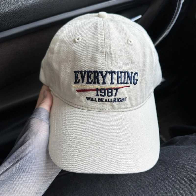 American Retro Washed Cotton Embroidered Letter Baseball Hat for Men and Women with Wide Brims and Small Peaked Caps W250614