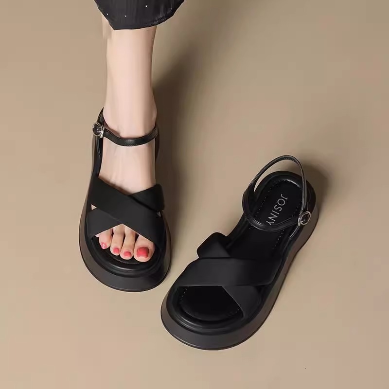 Ddmysports Summer Thick Soled Roman For Women New Fairy Style Soft Sole Height Increasing Chunky Heel Casual Versatile Open Toe Sandals Outdoor Shoes