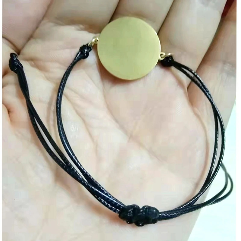 10pcs Stainless Steel Round Blanks Tags Charm Bracelet For Couple Friendship Mirror Polish Pendant Bracelet 250610