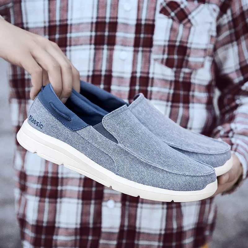 YRZL Mens Canvas Shoes Slip-Loafers Lightweight Sneakers for Walking Outdoor Comfortable Large Size N-Slip Male Shoes XJ250614