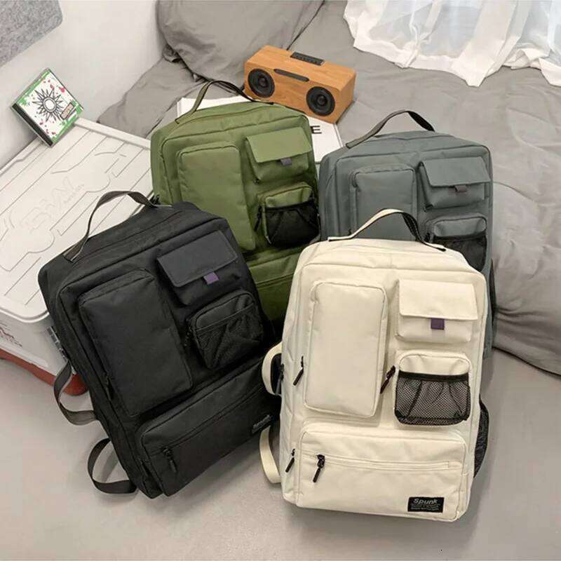 Men Women Travel Laptop Bag Large Capacity Casual Trip Schoolbag Multi-Pocket Nylon School Backpack For Student Female