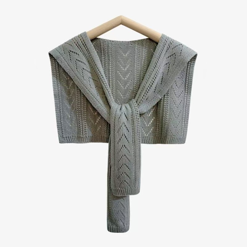 K1016 Knitted shawl outerwear for women Spring and Autumn all-match net celebrity neck stripes air-conditioned room hollow summer waistcoat fake colla