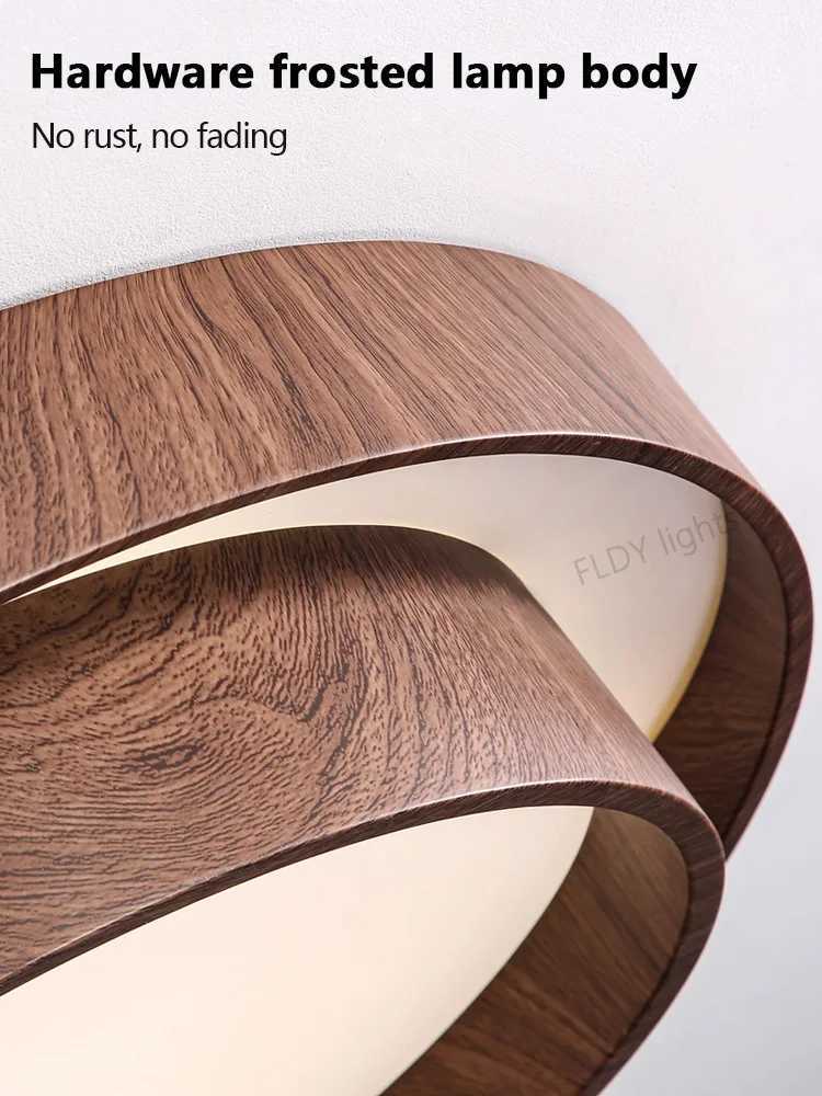 Menvix Nordic Walnut Wood LED Ceiling Chandelier for Living Dining Room Balcony Bedroom Lamp Home Decor Indoor Lighting Fixture XJ2500613