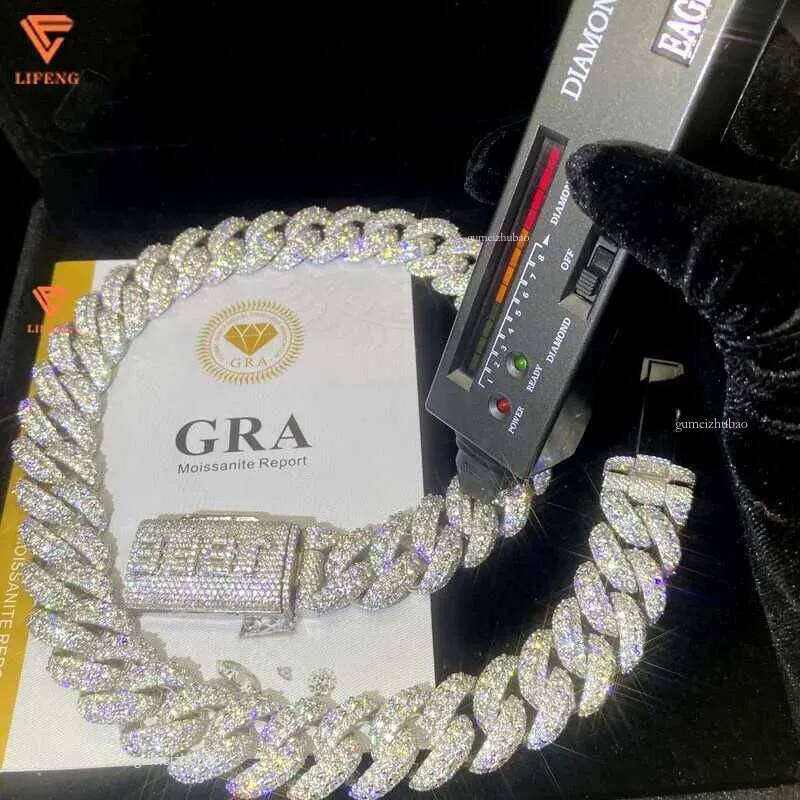 Fashion Jewelry Hip Hop Necklace For Pendant Sterling Sier Iced Out VVS Moissanite Dia Cuban Link Chain Men