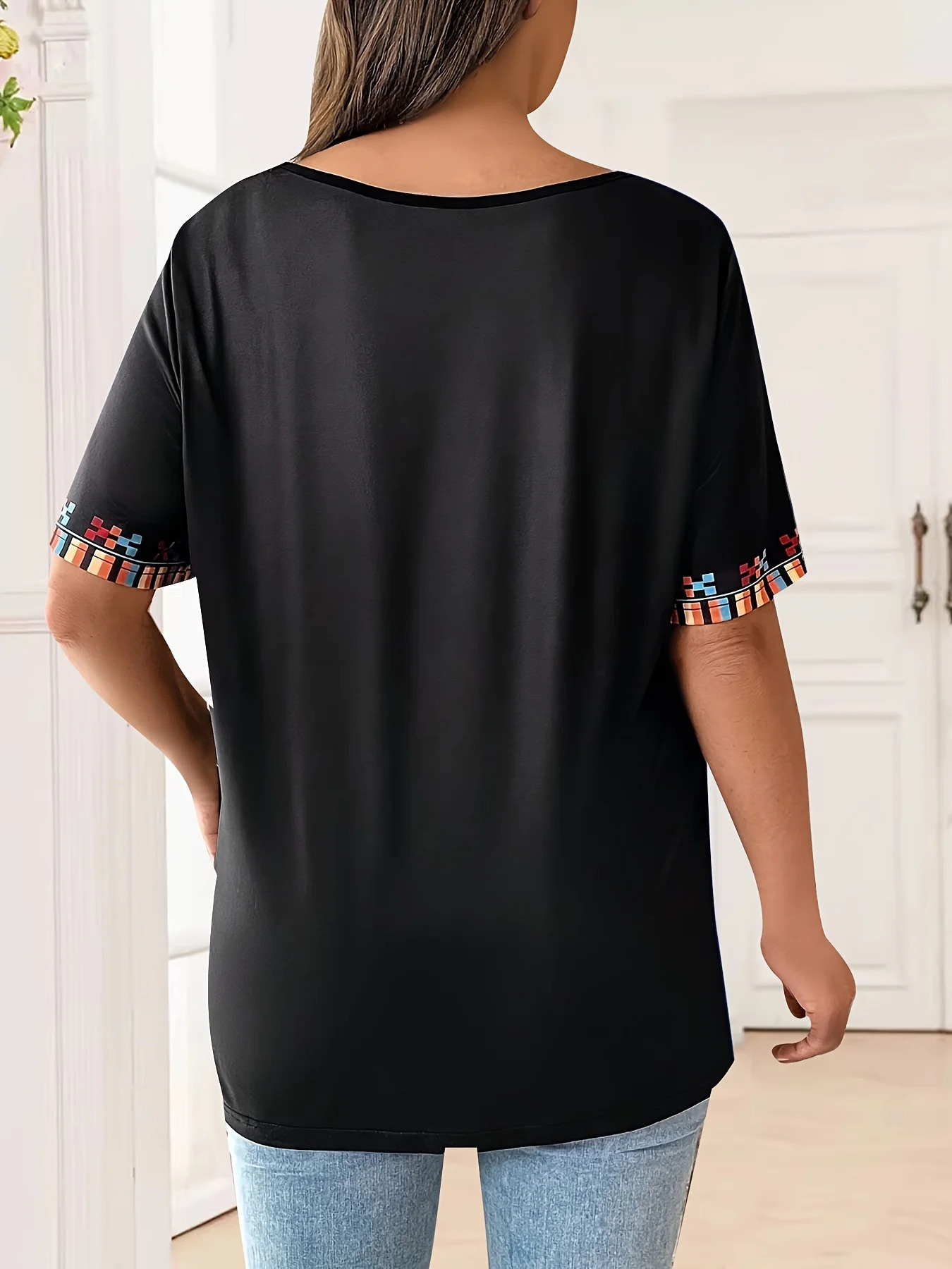 Plus Size Womens TShirt Boho Harajuku Graphic Print Summer Short Sleeve Casual Tops Street Fashion Female Clothing 250614
