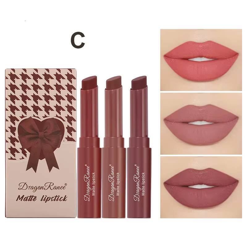 1/3pcs Nude Crayon Long Lasting Matte Lipstick Pencil 24 Hours Waterproof Set Moisturizer Colouring Lip Tint Stick happy