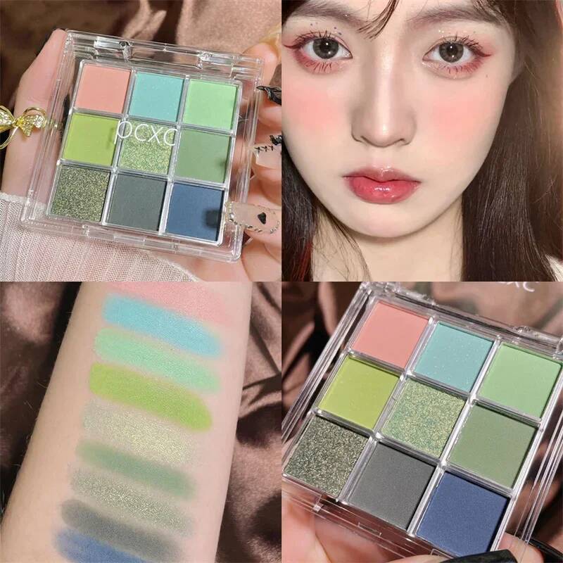 9 Colors Glitter Grassy Green Eyeshadow Dream Girl Pearly Eye Shadow Waterproof Pigment Contour MakeUp Palette Cosmetics