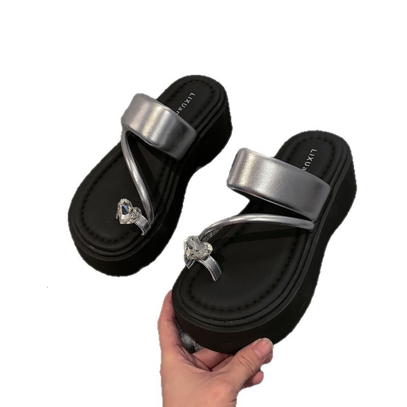 Ddmysports Women S Summer New Thick Soled Height Increasing Toe Post For Outdoor Wear Fashionable Beach Slip On Sandals To Match Dresses Outdoor Shoes