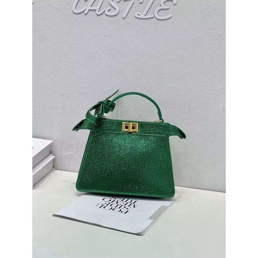 New Mini Diamond-Studded Hotfix Rhinestone Handbag Flip Cover Fashion Single Shoulder Crossbody Chain Women's Small Square Bag