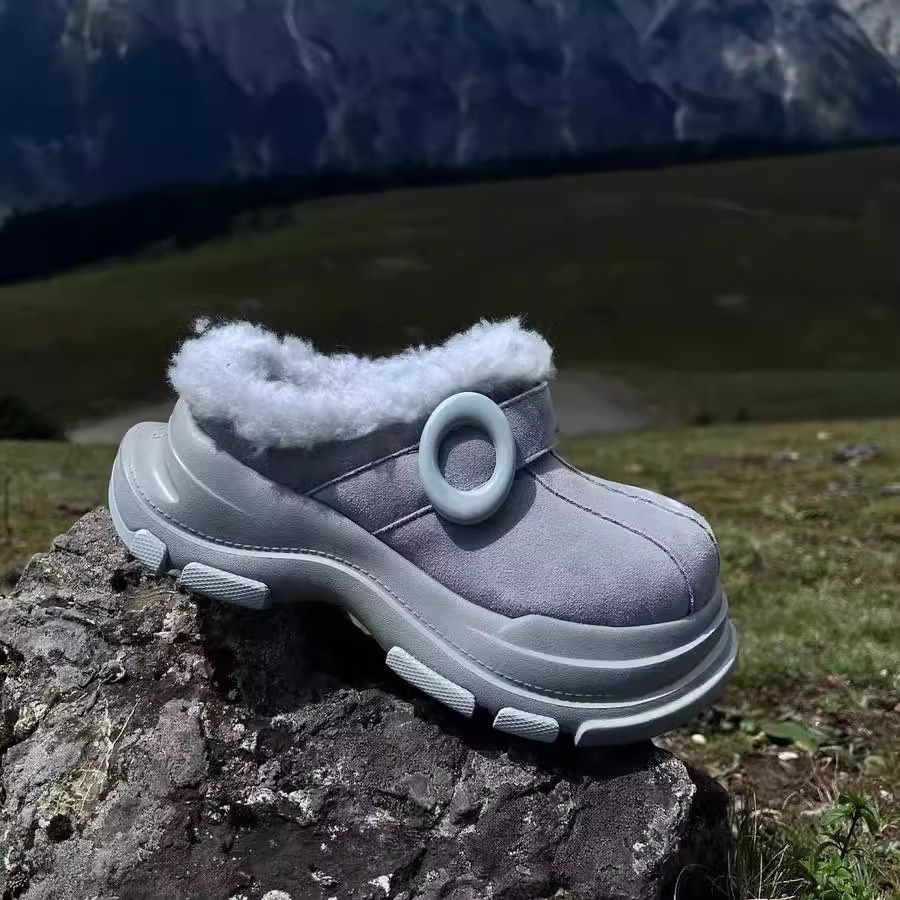 Ddmysports Women S Snow Winter New Leather And Fur Integrated Warm Cotton Thick Sole Non Slip Bread Shoes Lace Up Short Boots Outdoor Shoes