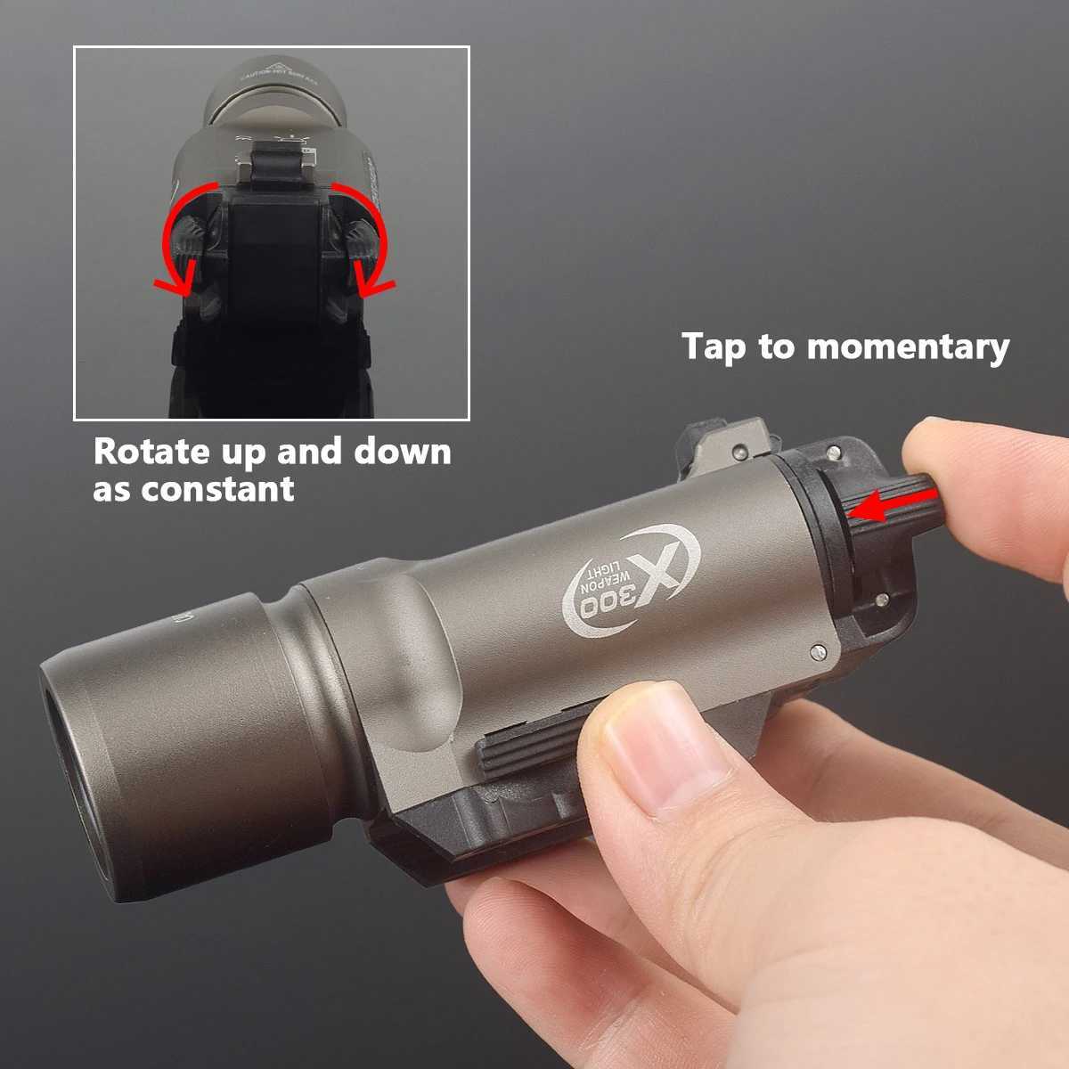 Tactical X300 Momentary Constant Pistol Scout LED Weapon Light GLOCK 17 19 20mm Rail Flashlight Rifle Airsoft Gun LampXJ250613