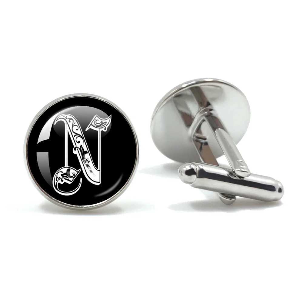 Retro Gothic Alphabet Letters A-Z Cufflinks for Men Luxury Jewelry Shirt Cuff Links French Business Accessories XJ250614