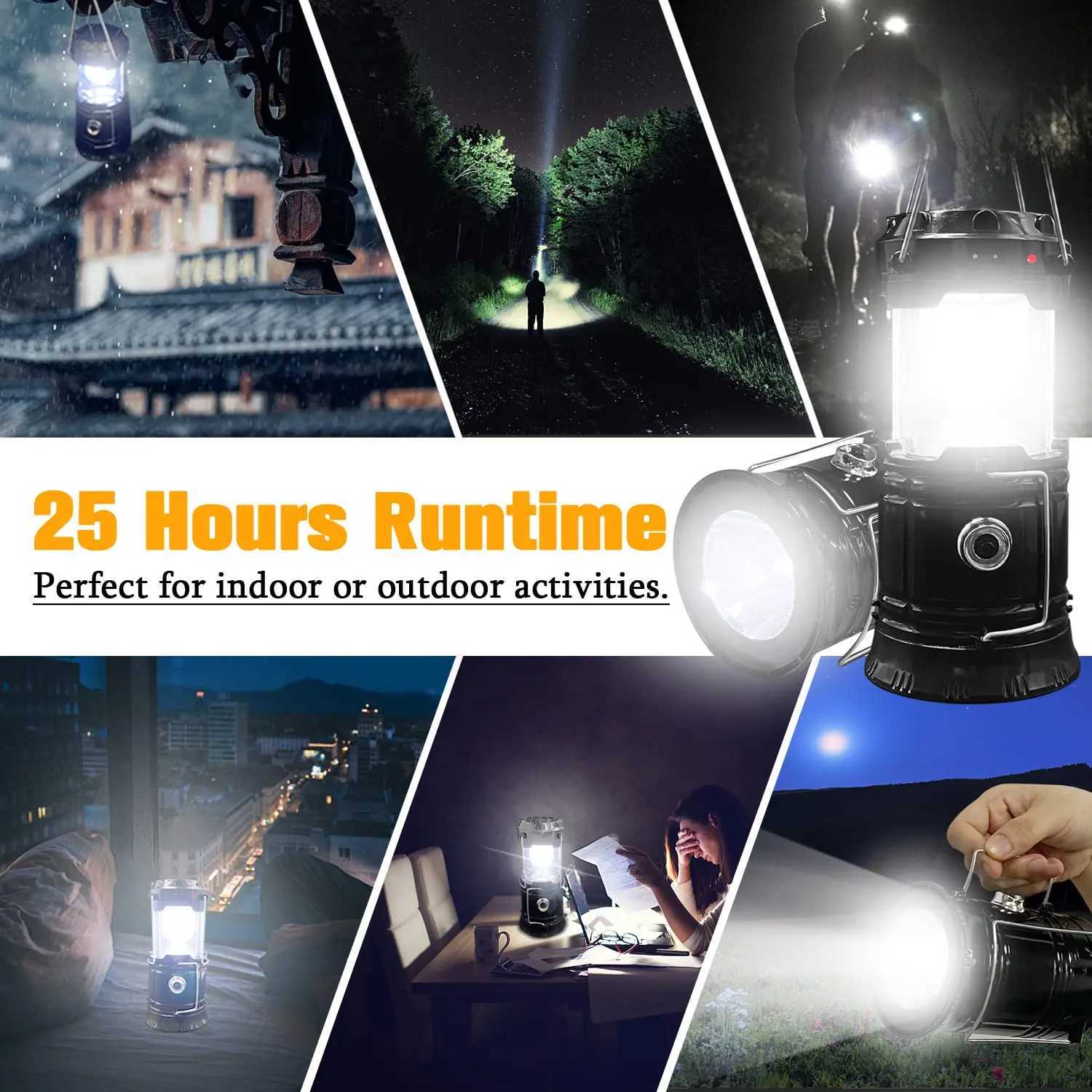 Rechargeable Mini Solar Camping Lanterns Collapsible Portable LED Camping Lantern Emergency Essentials Hiking Outdoor Flashlight W250613