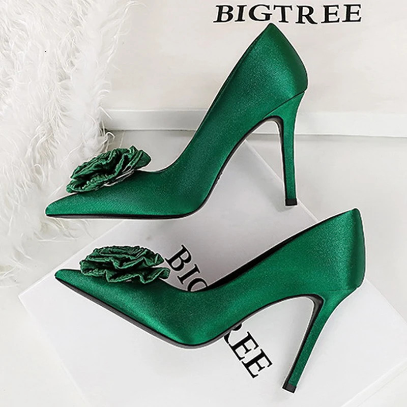 BIGTREE Spring Autumn Fashion Silk Flower Women Pumps Elegant Thin Heels WEDDING Party Shoes Zapatillas De Mujer 250613