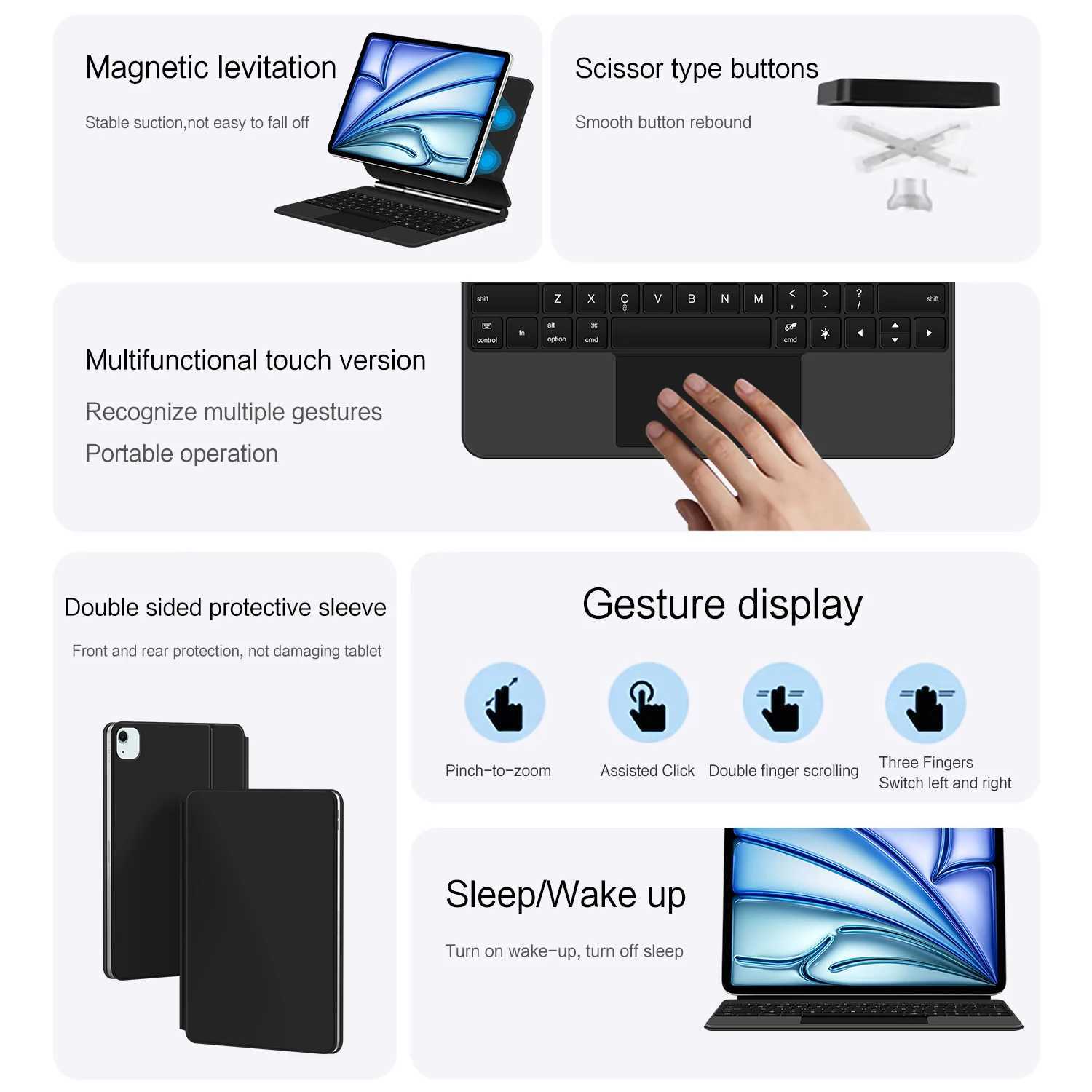Smart Magic Keyboard For iPad Air 13 inch M3 M2 Magnetic Case For iPad Pro 12.9 6th 2022 2021 2020 2018 Touchpad Keyboard Cover X250614