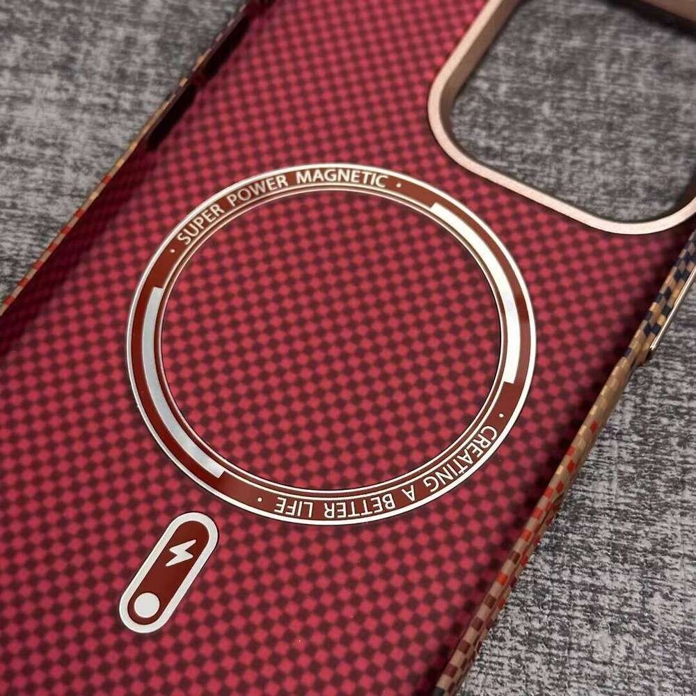 Magnetic Phone Case Aramid Fiber Pattern, Suitable for Apple 16 15 14 13 12 Pro Max with Lens Protection - PC Shell