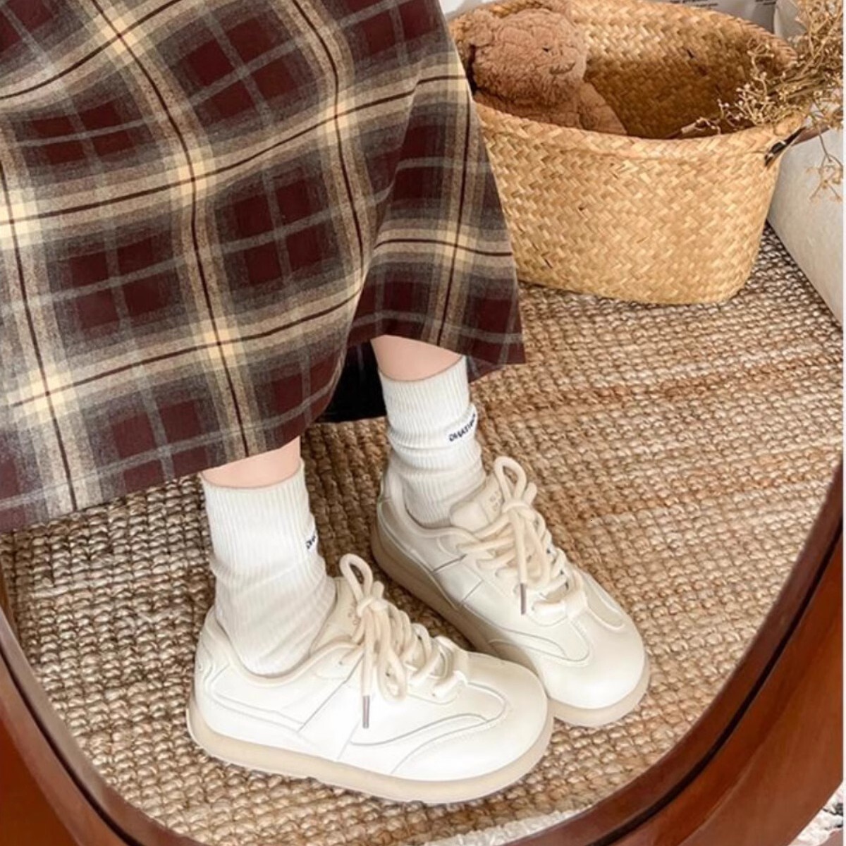 Ddmysports New Summer White Fashion Versatile Flat German Training Shoes For Women Lightweight Soft Sole Agan Sports Sneakers Outdoor Shoes